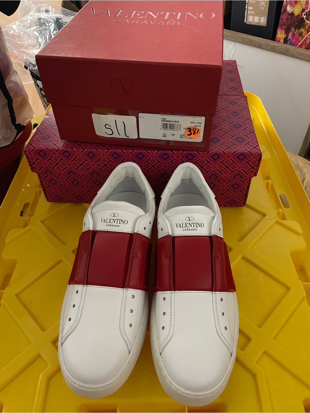 Valentino Garavani White & Red Open Lace-up Sneakers